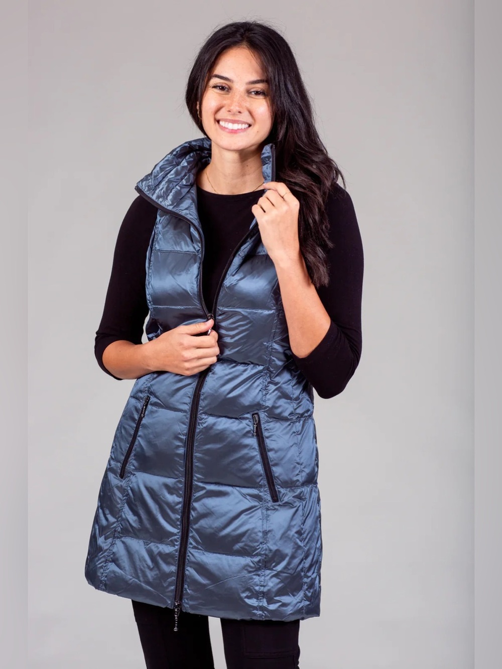 My Anorak Long Metallic Down Vest NWT M
